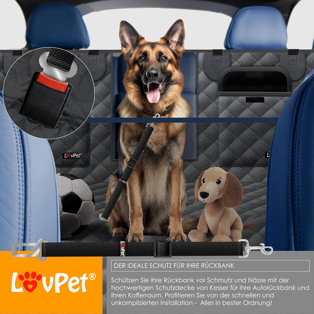 LovPet® 2in1 Hundedecke für Auto Rückbank & Kofferraum mit Seitenschutz und Sichtfenster Kofferraums