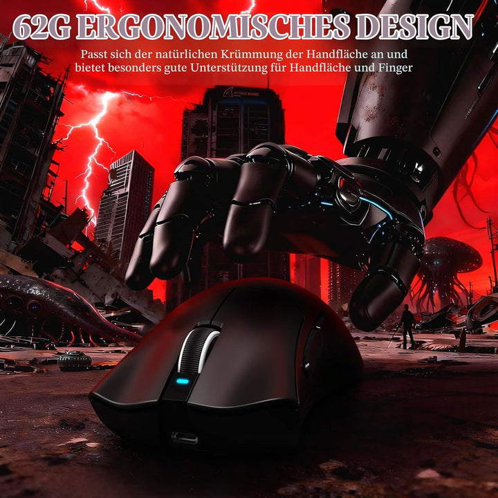 MAMBASNAKE x Attack Shark V3PRO Kabellose Gaming-Maus mit Magnetischer Ladestation, PAW3311-Sensor,