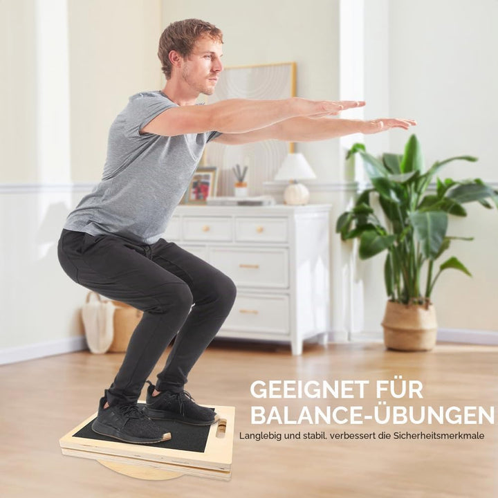Balance Board Wadendehner aus Holz, Einstellbares Rutschfestes Balanceboard Schrägbrett Erwachsene f