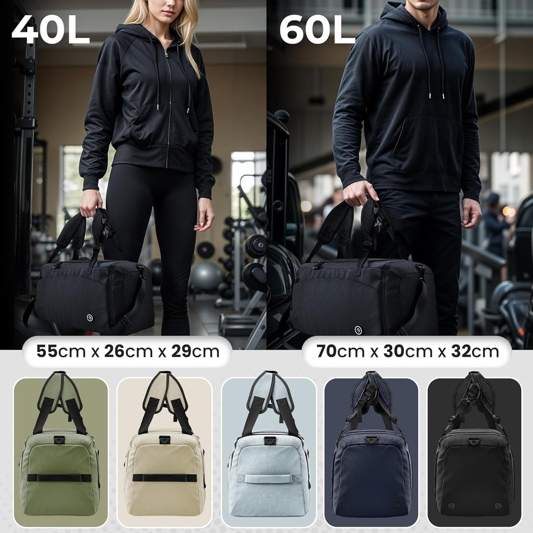 Sporttasche Herren Trainingstasche Damen + Schuhfach Nassfach | 40/60L mit Rucksack-Funktion, 30/50L