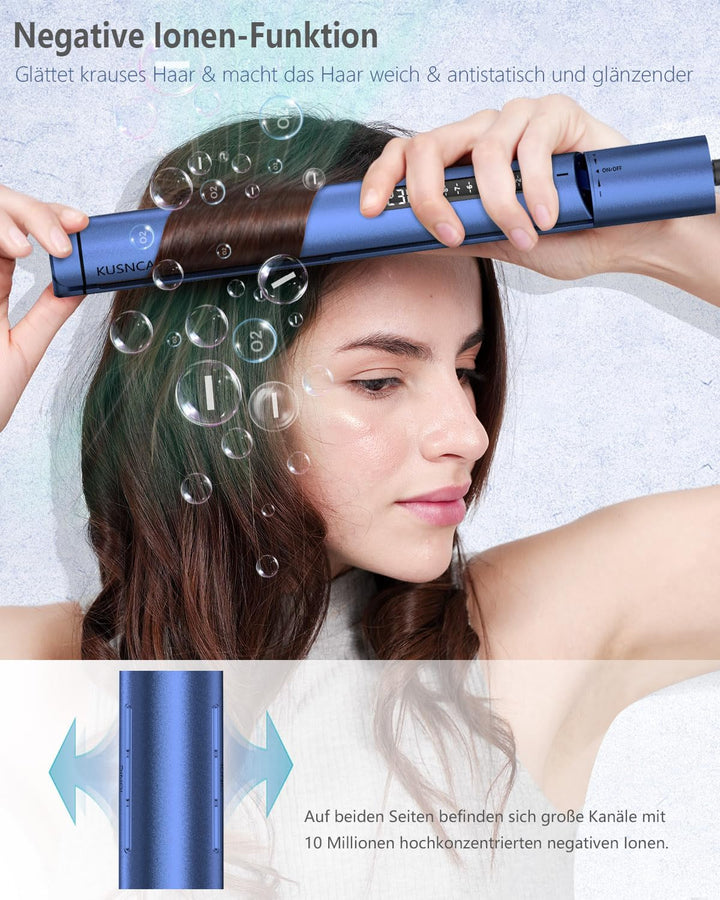KUSNCA Ionen Glätteisen，2 IN 1 Haarglätter Locken und Glätten glatt und glänzend，3D-Schwebende Keram