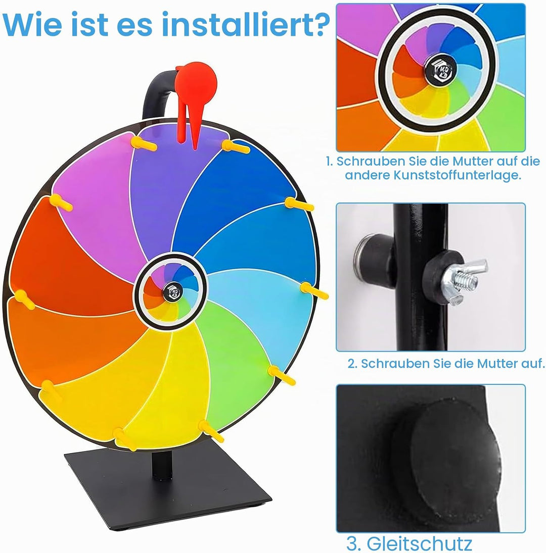 Glücksrad zum Drehen 30 cm Glücksrad Zum Selbstgestalten mit Trocken Abwischbarem Marker und Radierg