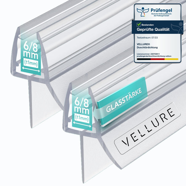 Vellure® Duschdichtung - NEU Premium Dichtung Dusche Glastür - Langlebige Duschtürdichtung unten, Gu