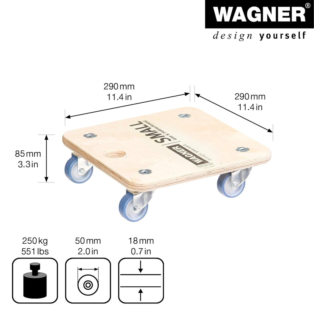 WAGNER Transportroller Transporthilfe I Möbelroller aus Schichtholz 29 x 29 x 8,5 cm, Tragkraft 250