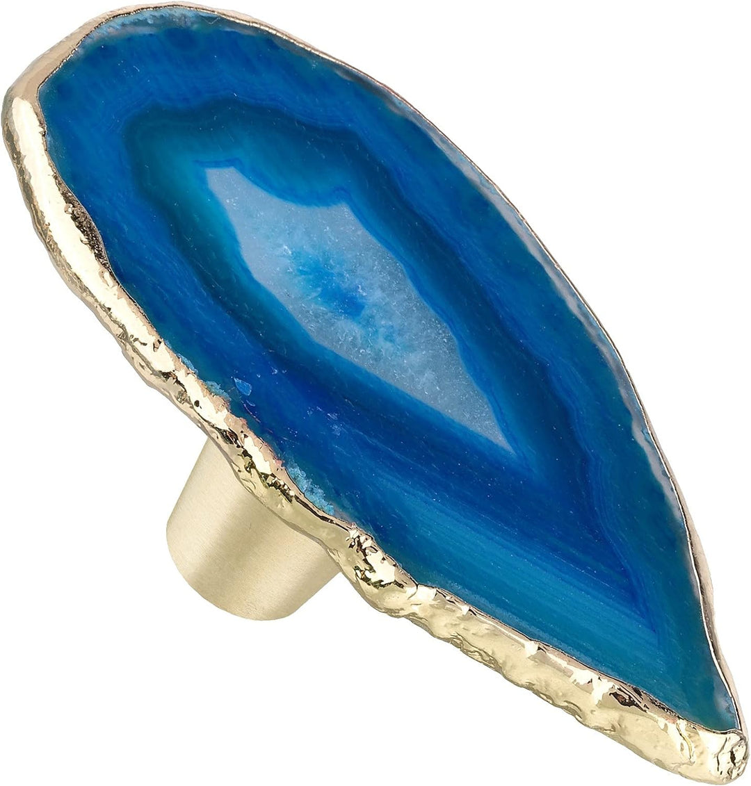 KYEYGWO 4 Stück Unregelmässig Achat Scheiben Möbelknöpfe, Polierte Achate Edelstein Schubladenknöpfe