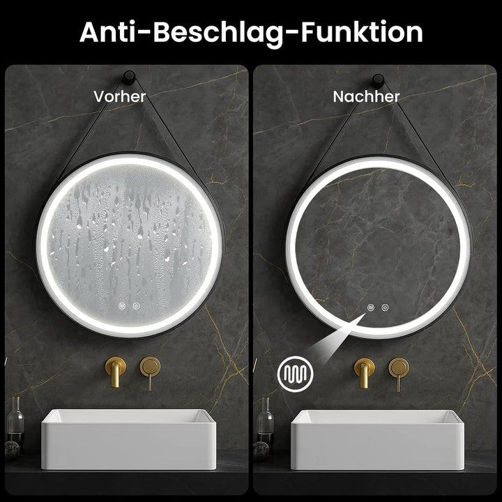 LED Spiegel Bad mit Beleuchtung 60cm Rund – Touch-Schalter, Beschlagfrei, Dimmbar – Badezimmerspiege