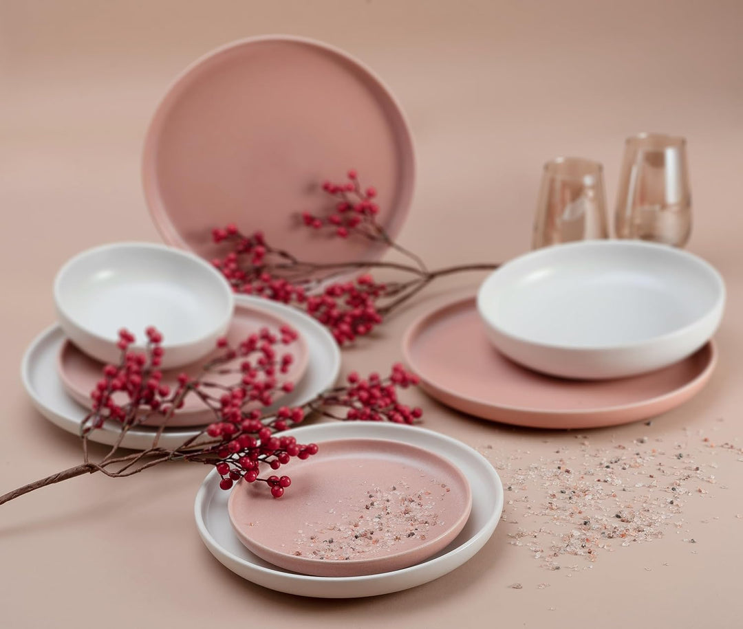 Creatable, 10103, Serie Uno Rusty Rose + Offwhite, Geschirrset, Teller Set 8 teilig Rose + Offwhite