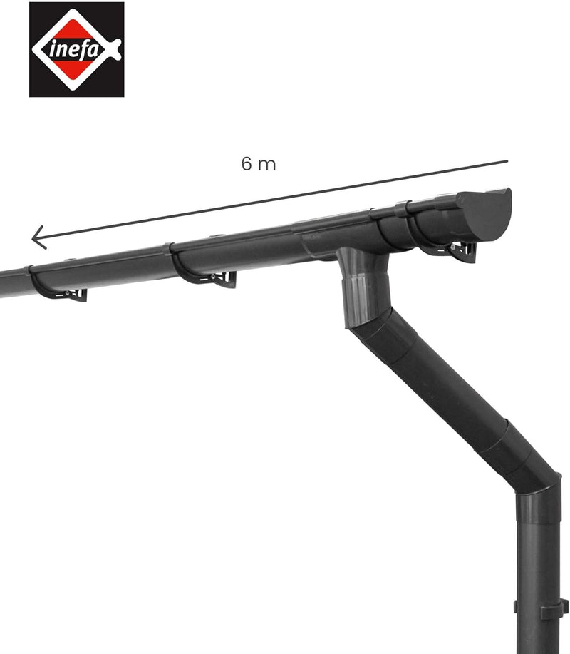 INEFA Dachrinnen Set Gartenhaus, Carport, Terrasse, NW 100 halbrund 6m Anthrazit 1 Dachseite, Regenr