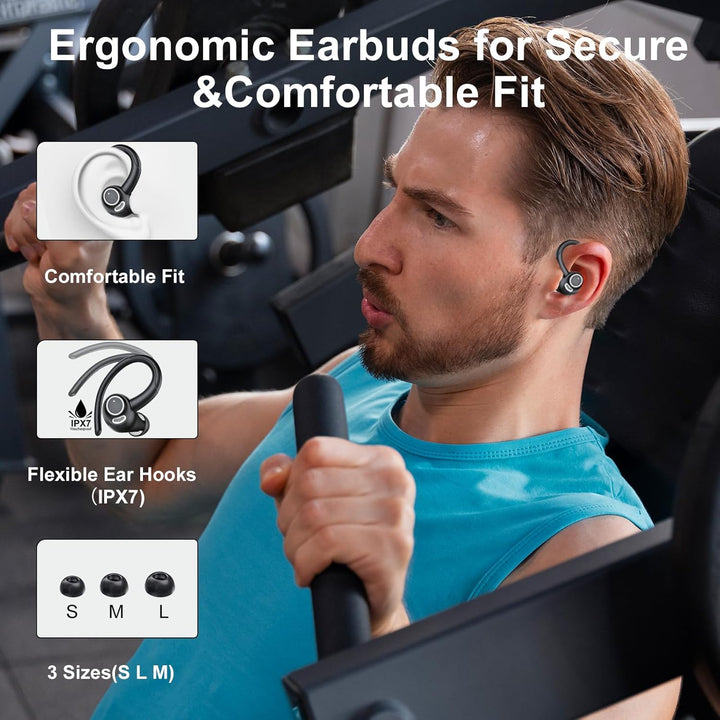 Csasan Bluetooth Kopfhörer Sport, in Ear Kopfhörer Kabellos Bluetooth 5.3 mit Ohrbügel, Hi-Fi Stereo