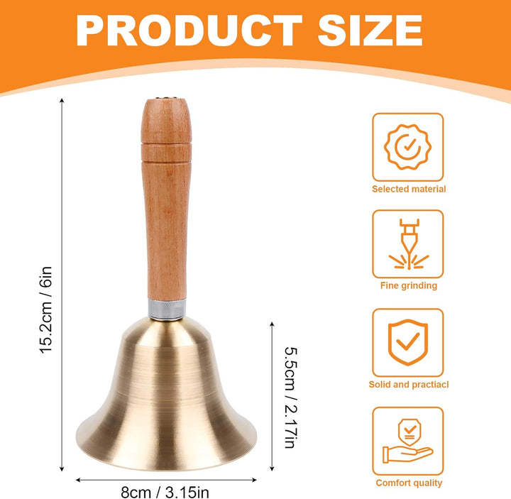 Super Laute Handglocke, Metall Glocken mit Holzgriff, Massivmessing Rufglocke für ältere Menschen zu