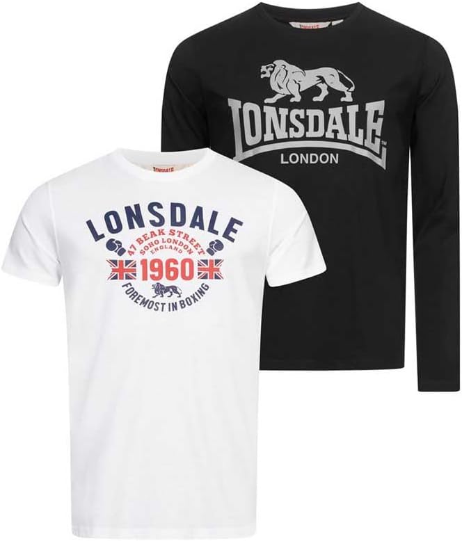 Lonsdale Herren Fintona T-Shirt S Black/White, S Black/White