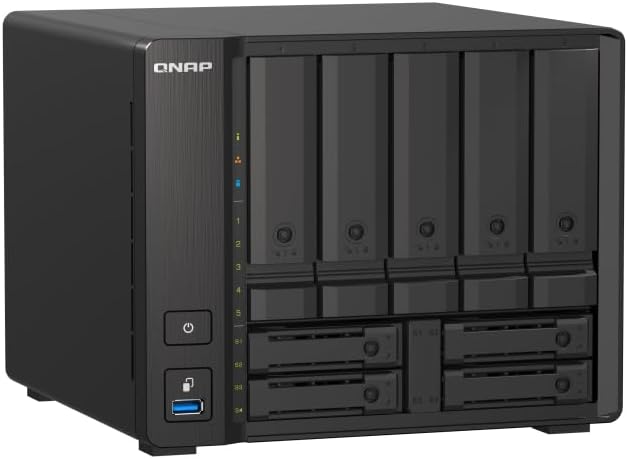 Qnap TS-H973AX-32G 9BAY 4C8T2.2GHZ 32GB DDR4 2X 2.5GBE 1X 10GBASE-T, One Size QuTS hero NAS Single 9