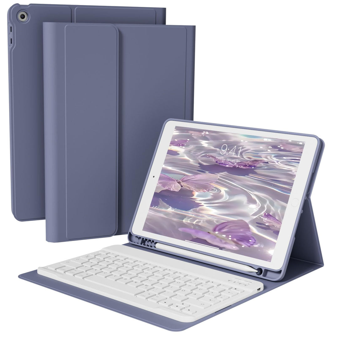 Tastatur Hülle für iPad 9. 8. 7. Generation 2021/2020/2019 10,2 Zoll mit Stifthalter, Magnetisch Blu
