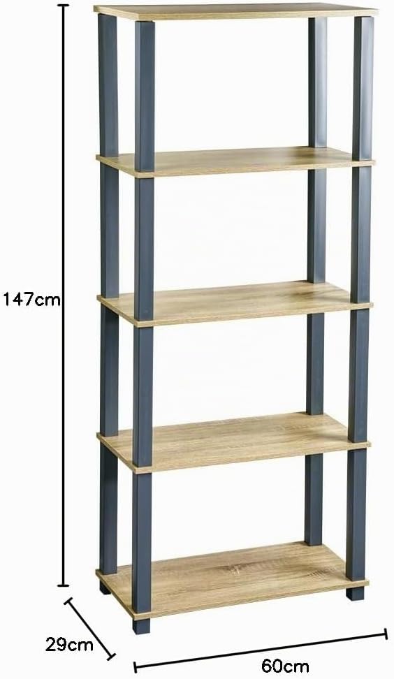 Kesper | Regal, Material: MDF, Masse: B 60 x T 29 x H 147 cm, Farbe: Somona Eiche Dekor, Grau | 1845