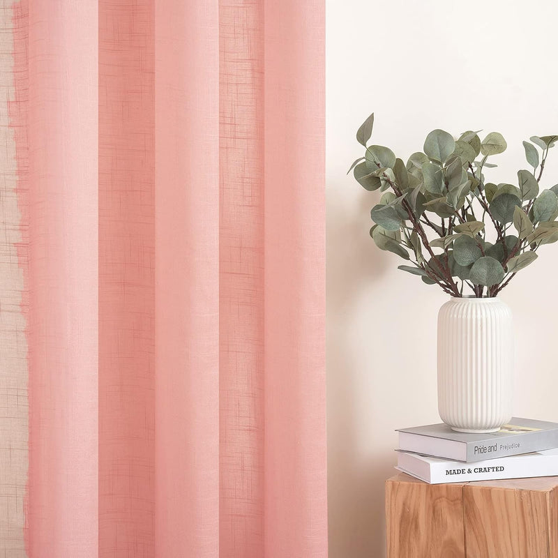 MIULEE 2er Set Voile Vorhang Sheer Leinenvorhang mit Ösen Transparente Leinen Optik Gardine Ösenscha