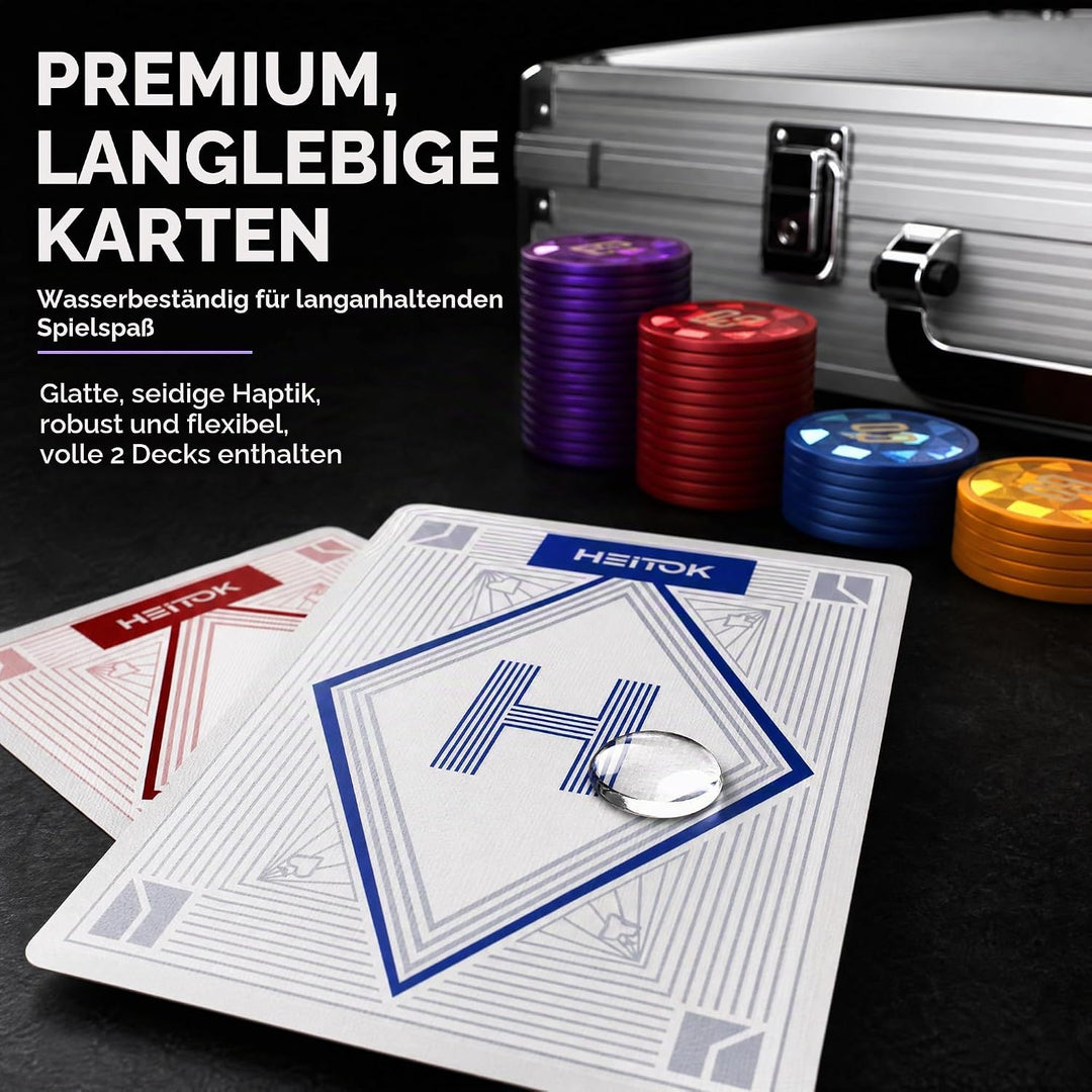 HEITOK Poker Set 1000 Chips – 11,5g ABS Pokerchips mit Werten – Robustes Set für Texas Hold'em & Cas
