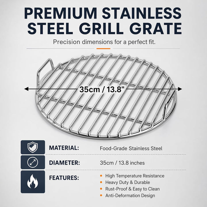 FARYODI Grillrost Ø35cm aus Edelstahl Rund, rostfreies Grillgitter für Kugelgrill, langlebig geschwe