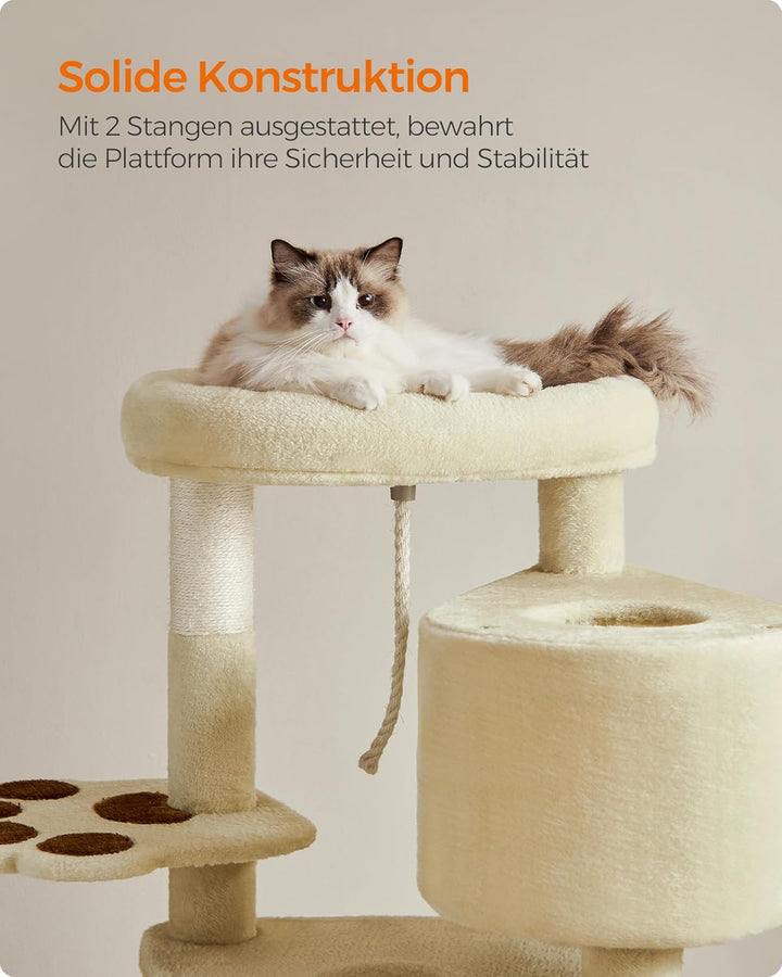 Feandrea Kratzbaum, Katzenbaum niedlich, mit Plattform, Höhle, Kratzrampe, mehrstöckig, Katzenkratzb