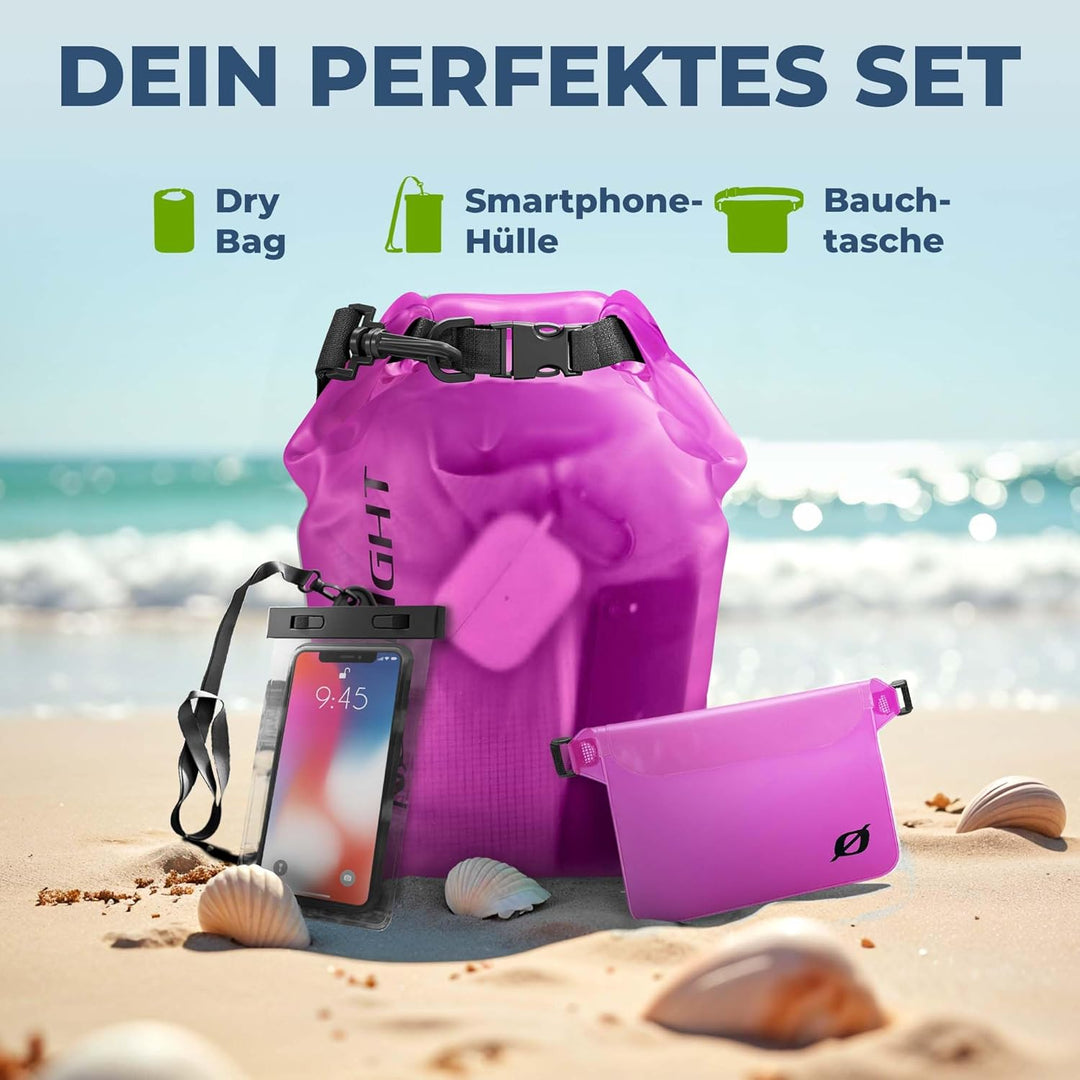 Nordlight Dry Bag wasserdichte Tasche - 2l 5l 10l 15l 20l 30l Liter | Wasserfester Packsack Seesack