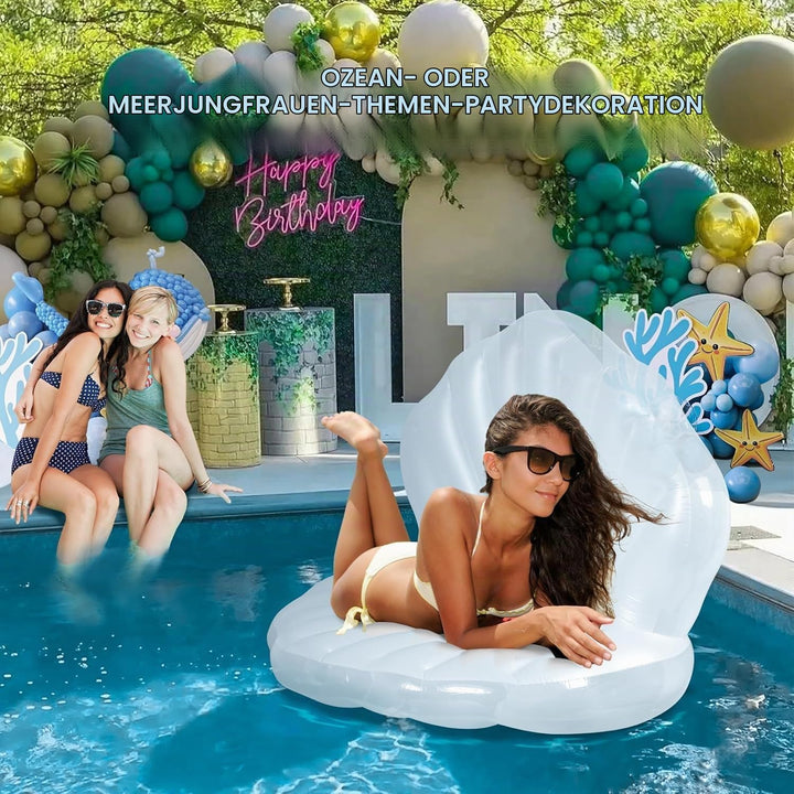 Aufblasbare Muschel Luftmatratze mit Perlenball, Riesiger Muschel-Pool-Schwimmer &amp; Loungesessel, Pre