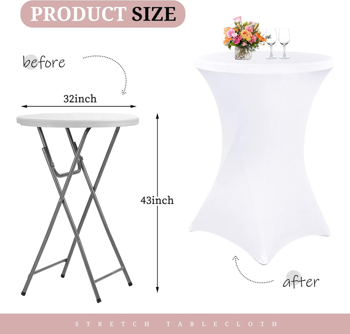 Showgeous 4 Packungen Stretch Stehtisch Husse für Bistrotisch Ø 80-85 cm Stehtischhussen, Verstärkun