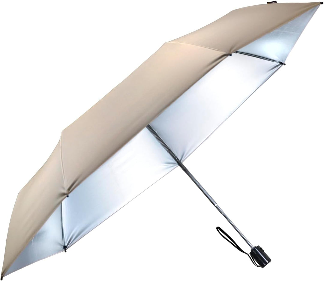 Knirps Taschenschirm Slim Duomatic Auf-Zu-Automatik Beige - Silver Heatshield - Uv-, Hitzeschutz, Be