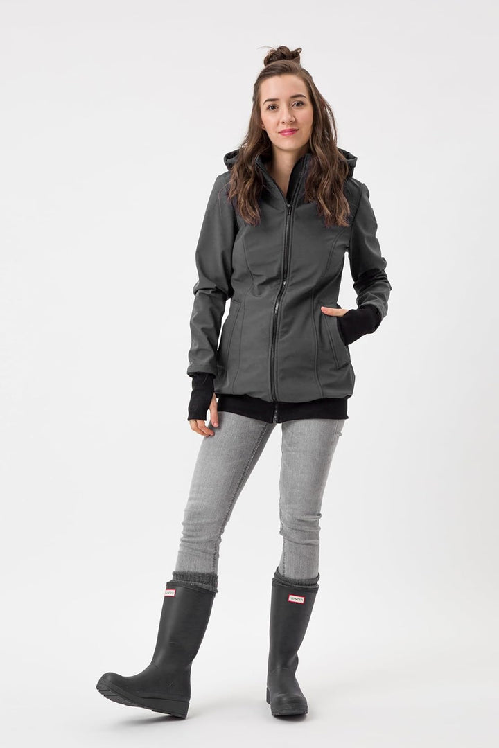 fun2bemum EVEREST 6in1 BACK/FRONT Softshell Jacke, Tragejacke, Babytragejacke,Schwangerschaftsjacke