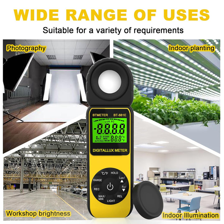 AIOMEST luxmeter, AI-881E Digitales Lichtmessgerät/Messlichter 0,01~300,000 Lux, Belichtungsmesser f