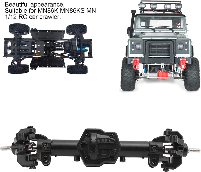 Drfeify RC Auto Achse, Metall + Kunststoff Vorderachse 180mm 1/12 RC Truck Auto Ersatzteil(Vorderach