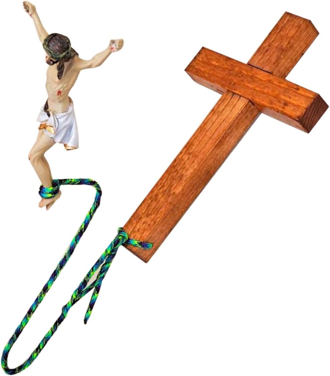 Scnvsi Einzigartiges religiöses Kunstwerk, Bungee-Jumping, Jesus-Kreuz, handgefertigte Skulptur aus