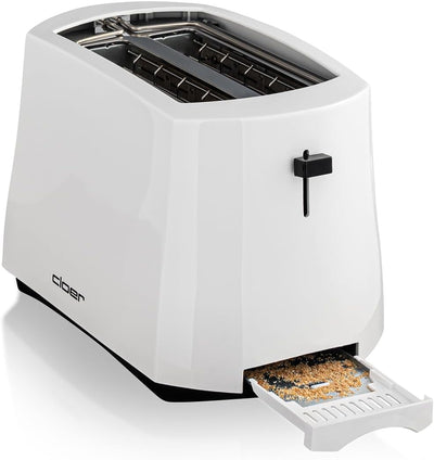 Cloer 331 Cool-Wall-Toaster, 825 W, für 2 Toastscheiben, integrierter Brötchenaufsatz, Krümelschubla