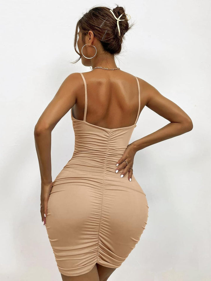 AIEOE Kleid für Damen Sexy Frau mit V-Ausschnitt und Nacktem Rücken Elegante Kurze Minikleid für Par