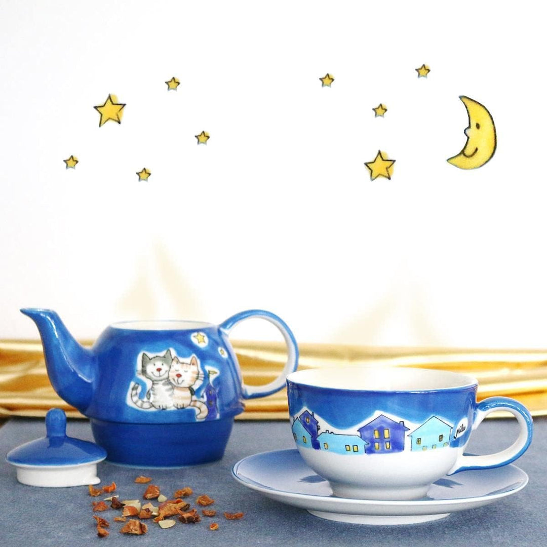 Mila Keramik Tee-Set: Tea for One, NachtKatzen | MI-99425 | 4045303994256