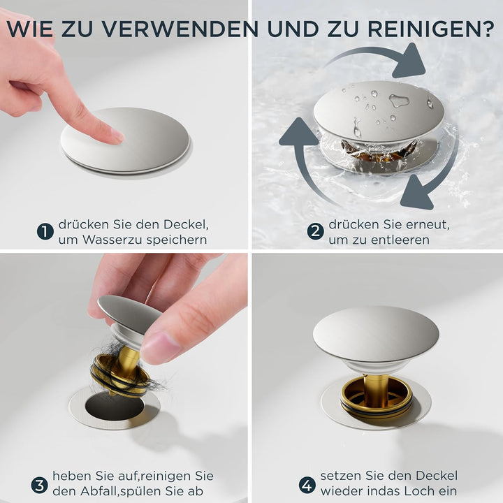 FORIOUS Wasserhahn Bad Hoch mit Ablaufgarnitur，360° Drehbar Edelstahl Waschtischarmatur Hoch mit War