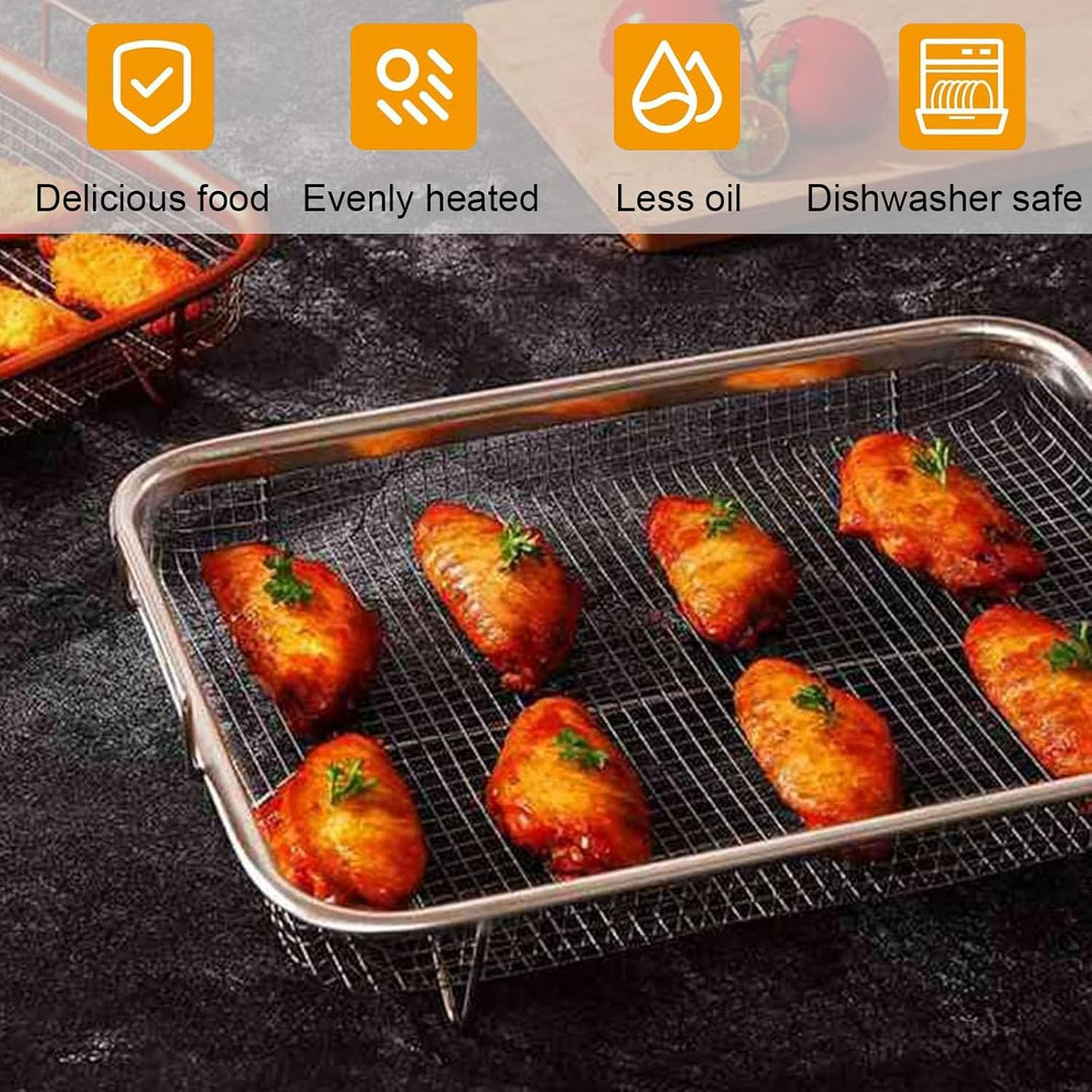 Backofen Gitter,Grillkorb, Knusperkorb, Mesh-Grillkorb, Edelstahl-Grillkorb mit Griff, grillkorb pom