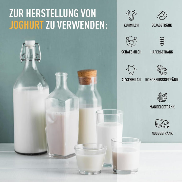 BROWIN® Joghurt-Maker mit Thermostat, Joghurtbereiter mit 1,6 l Fassungsvermögen, 9 Gläser, Weiss |