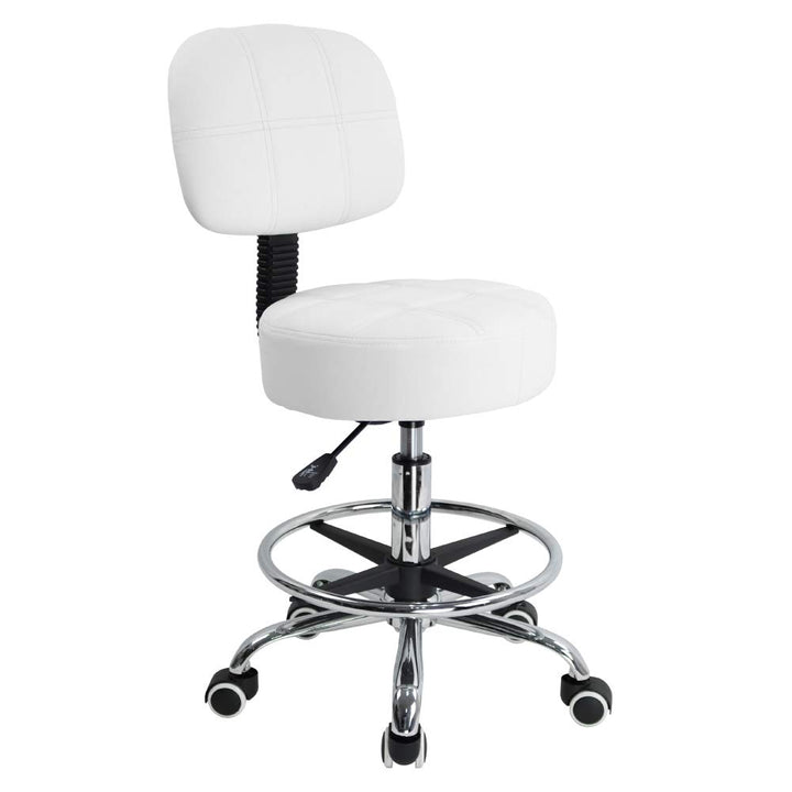 KKTONER Rollhocker Arbeitshocker mit Rückenlehne Höhenverstellbarer 53-68cm Salon Hocker PU Leder We