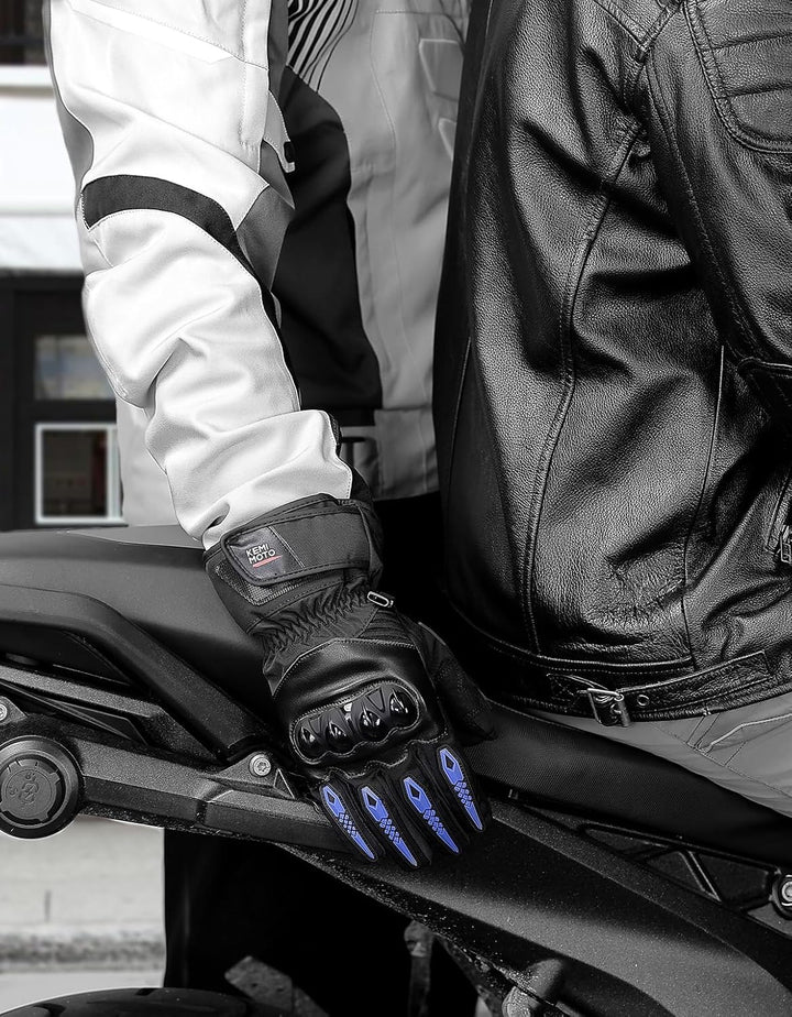 KEMIMOTO Winter Motorradhandschuhe - Winddichte Motorrad Handschuhe mit Touchscreen-Funktion, Warme