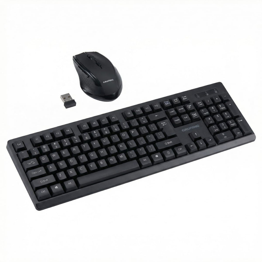 Grundig Kabelloses Tastatur- und Maus-Set - QWERTY mit 104 Tasten - Computermaus mit 3 DPI-Stufen -
