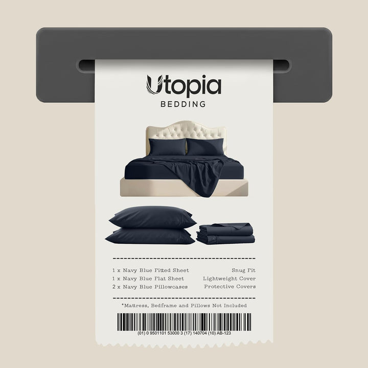 UTOPIA Betten 4 Mikrofaser Bettwäsche, navy, Queen Queen Navy, Queen Navy