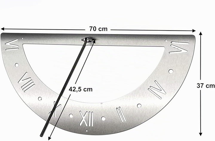 DanDiBo Sonnenuhr Edelstahl für die Wand 70 cm Rostfrei 96206 Ausrichtbar Wetterfest Gartenuhr Moder