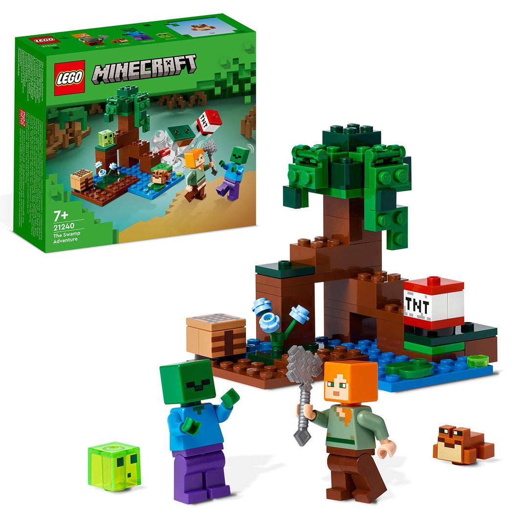 LEGO Minecraft Das Sumpfabenteuer Set, Spielzeug mit Figuren mit Alex- und Zombie-Figuren im Biom, G