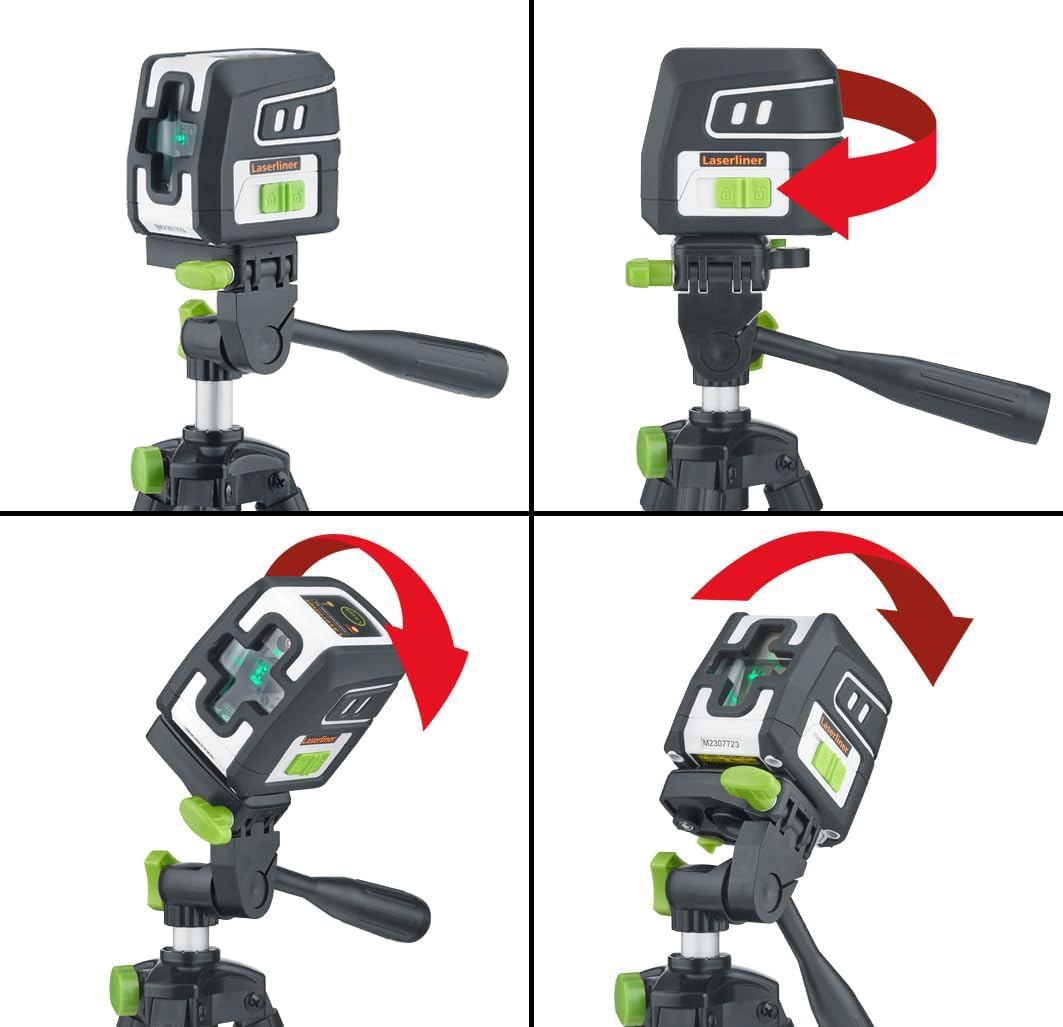 Laserliner Kreuz-Linienlaser, SmartCross-Laser GX Work Set, Grüner Laser mit 45 cm Stativ, für Innen