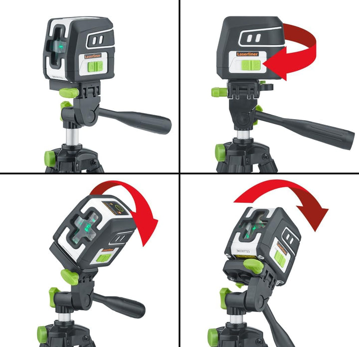 Laserliner Kreuz-Linienlaser, SmartCross-Laser GX Work Set, Grüner Laser mit 45 cm Stativ, für Innen