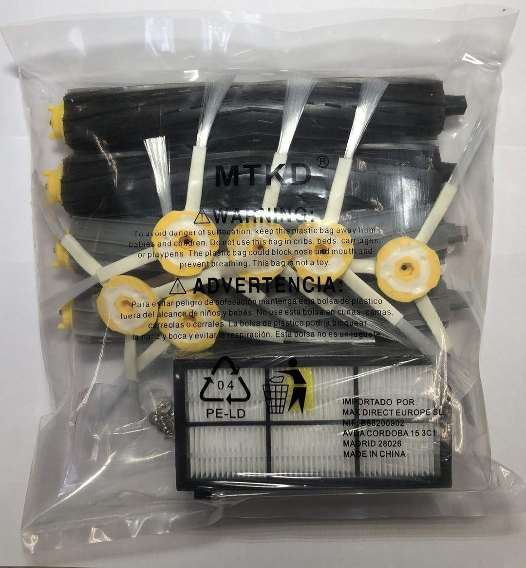 MTKD® Kit Ersatzteile Kompatibel mit iRobot Roomba Serie 800 und 900 - 14 Teile Zubehör-Kit (Bürsten