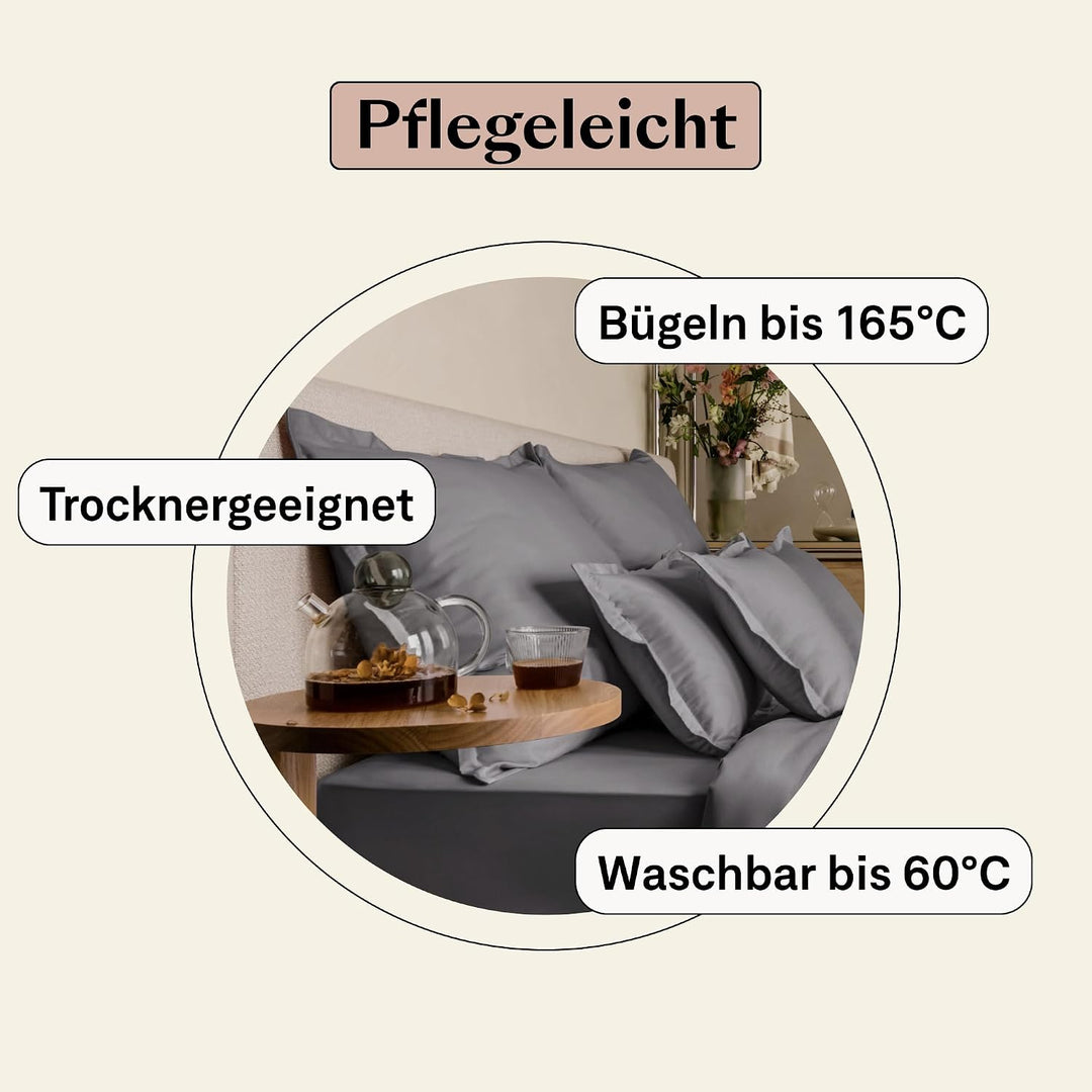 Kissenbezug 40x60 2er Set Dunkelgrau | Weiche Kissenhülle aus Feinster Ägyptische Baumwolle | Satin