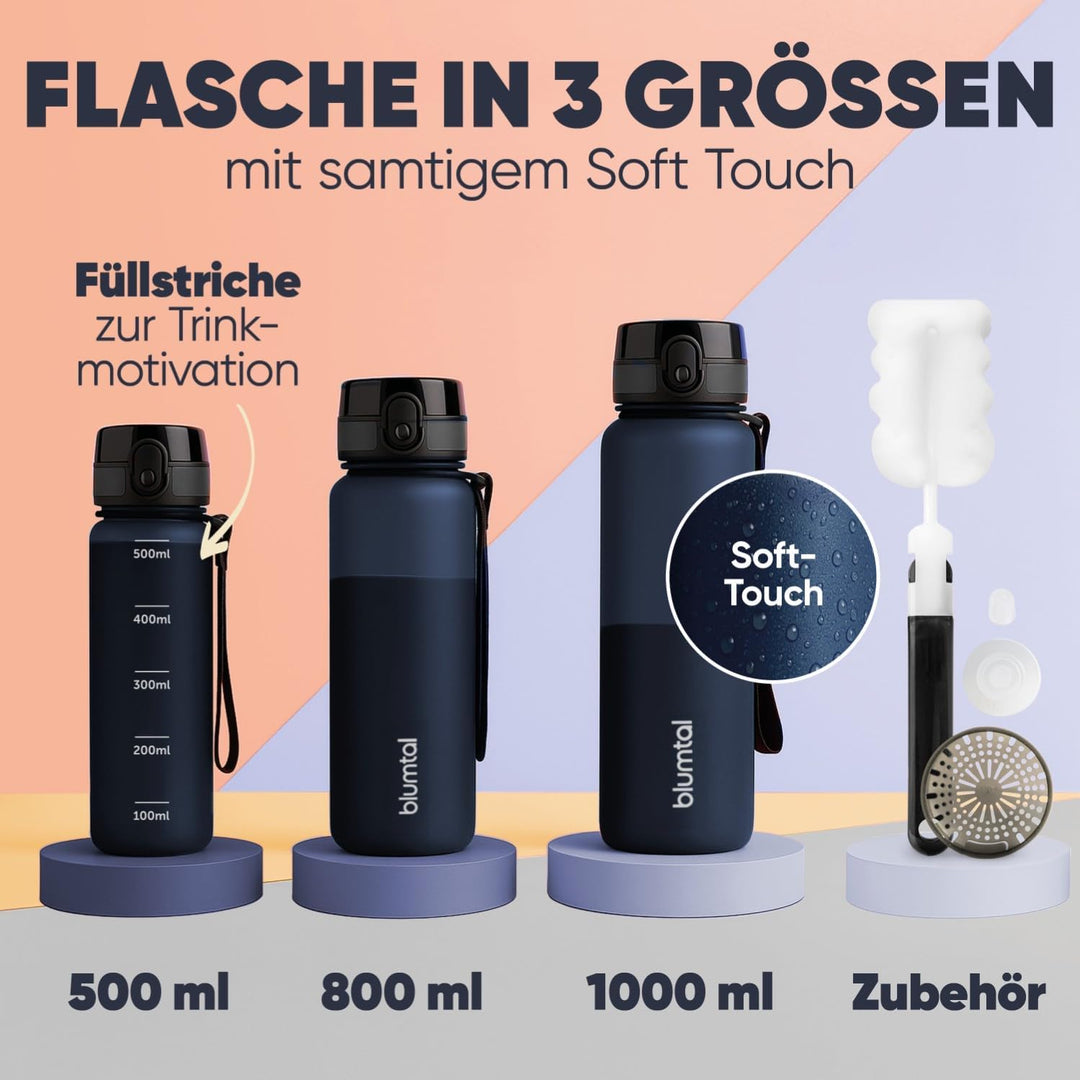 Blumtal Premium Trinkflasche 1l - bruchsichere &amp; auslaufsichere Trinkflasche gross Sport &amp; Outdoor -