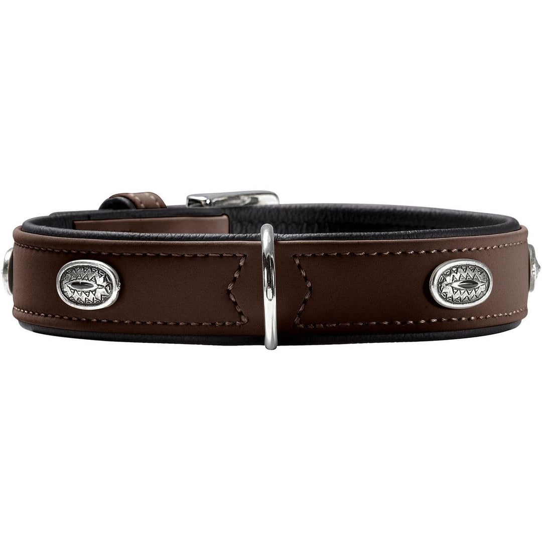 HUNTER SOFTIE STONE Hundehalsband, Kunstleder, mit Applikationen, pflegeleicht, 45 (S-M), braun 45 (