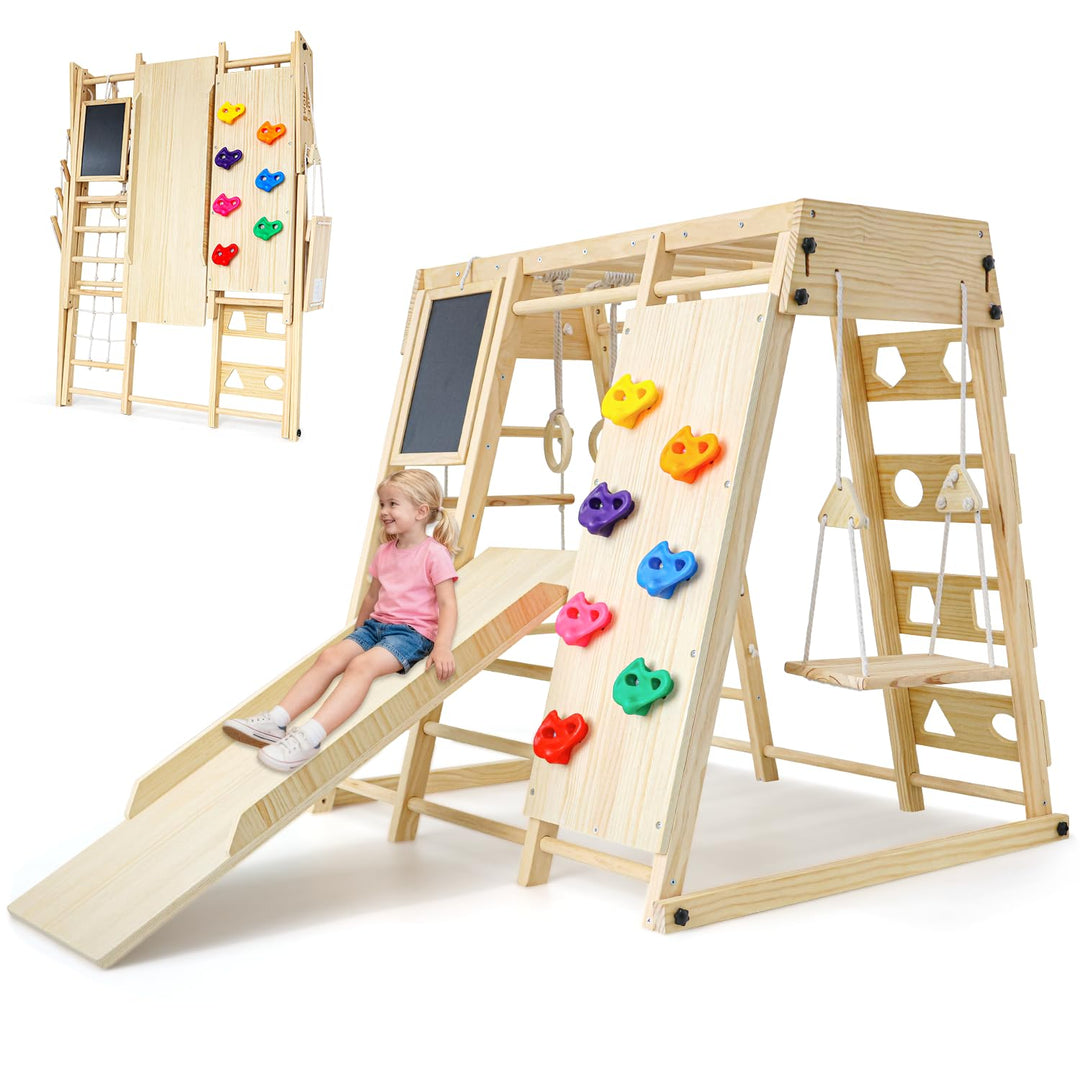 Maxi Klettergerüst Indoor, 10 in 1 Multifunktional Klettergerüst für Kinder, Montessori Indoor-Spiel
