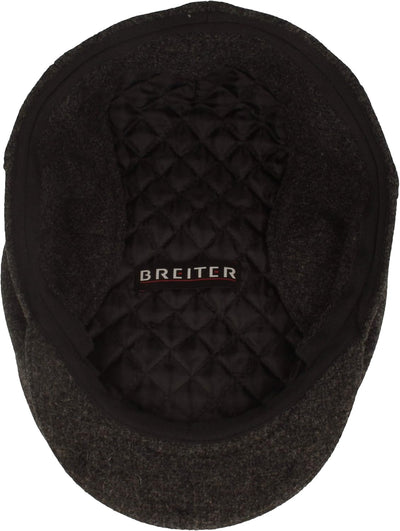 Breiter Herren Winter Schiebermütze mit Ohrenklappen Flatcap Schirmmütze 100% Wolle mit ausklappbare